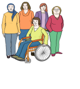 Gruppe von Frauen mit und ohne Behinderung